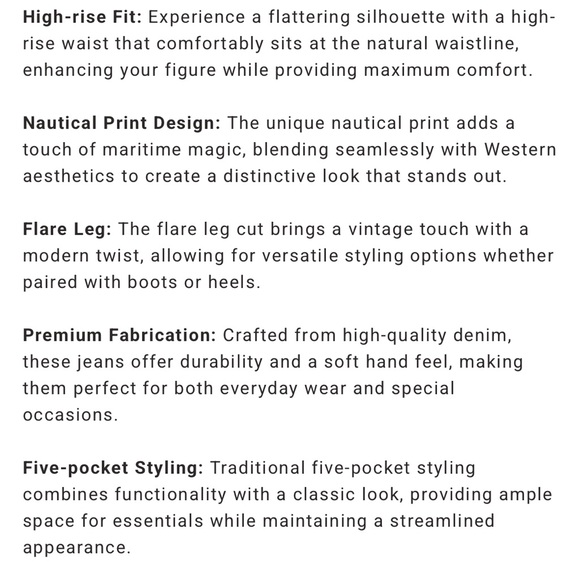 WRANGLER WOMEN'S HIGH RISE NAUTICAL PRINT WANDERER FLARE JEANS - Picture 8 of 11